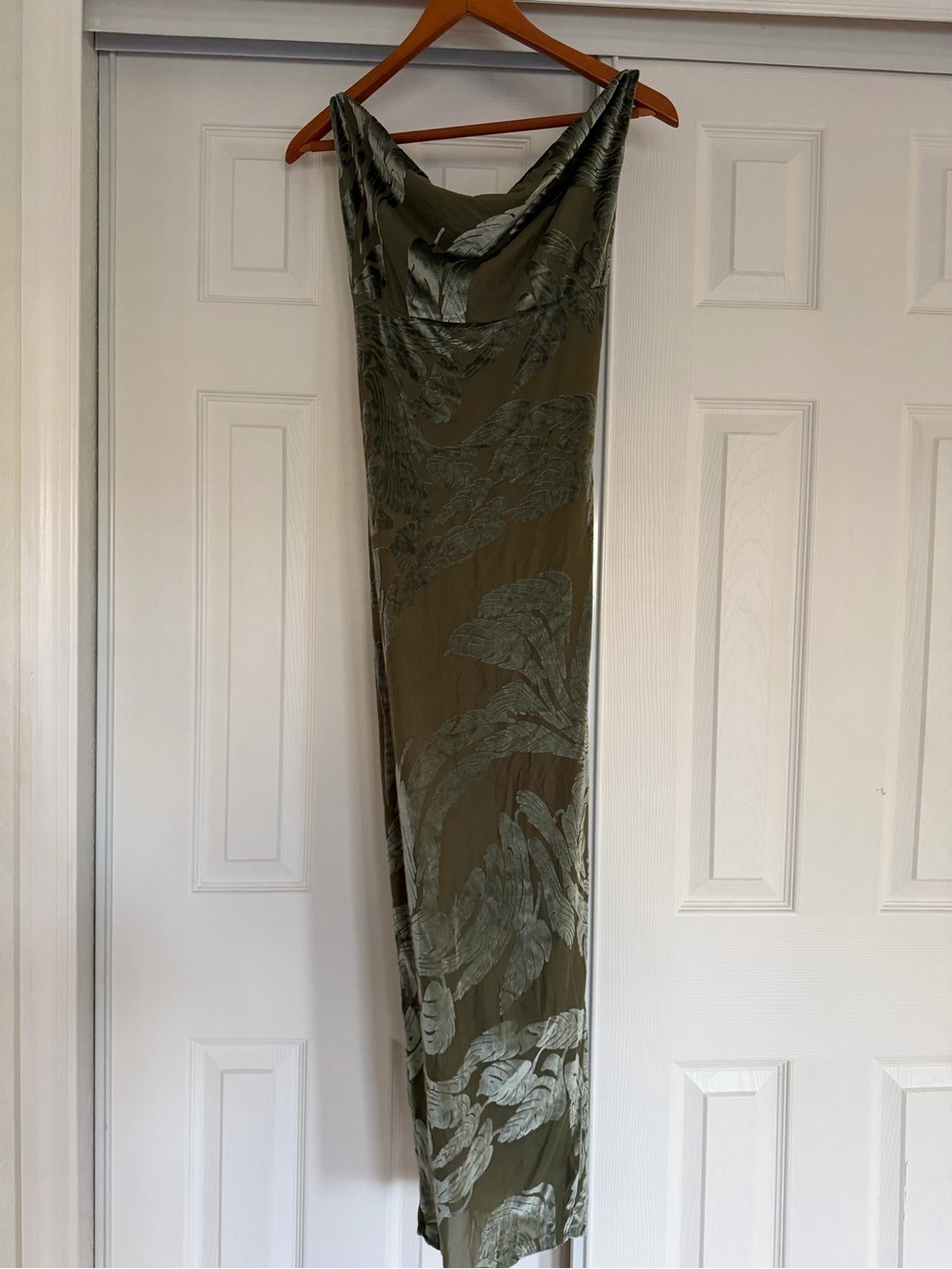 Oh Polly Olive Green Satin Slip Dress